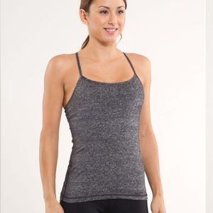 Lululemon Power Y Tank Heathered Black / Black